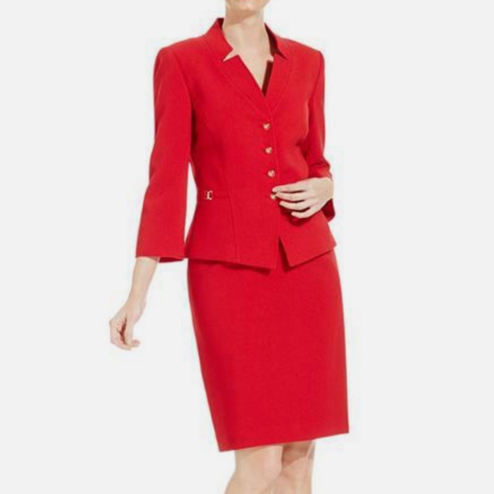 Tahari ASL Bold Red Skirt Set